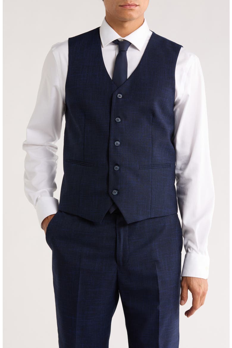 Tattersall Mélange 3-Piece Suit, Alternate, color, NAVY