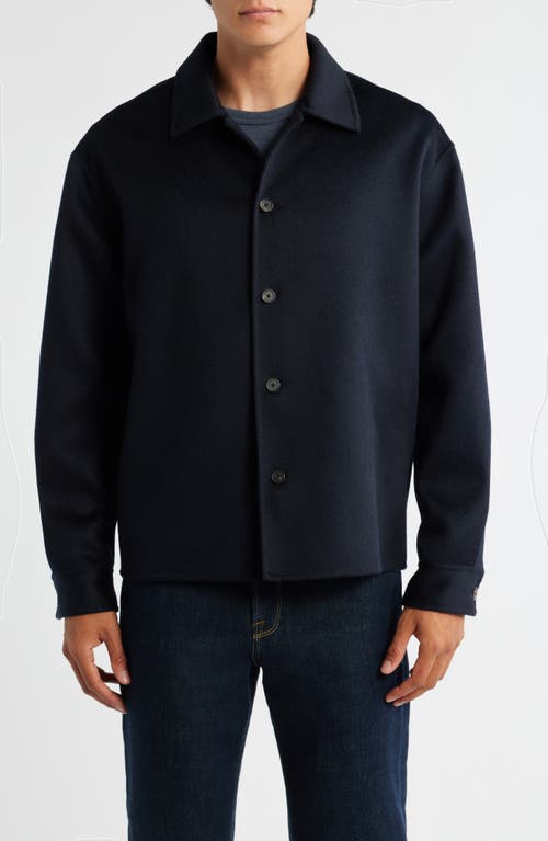 Frame Double Face Wool Shirt Jacket In Blue