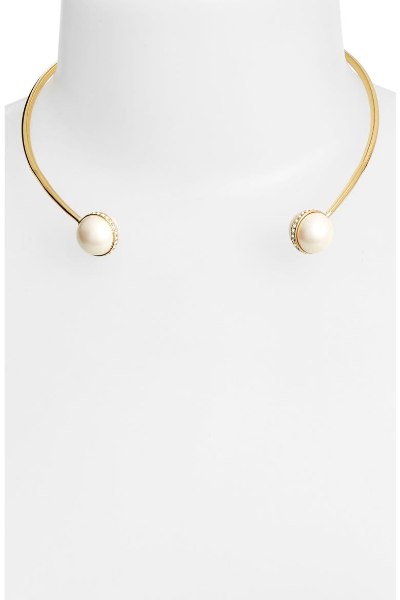 'purely pearl' open collar necklace, Alternate, color, CREAM MULTI