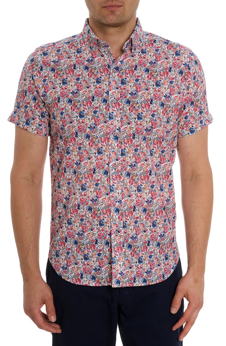 Robert Graham Padar Floral Short Sleeve Button-Up Shirt, Main, color,