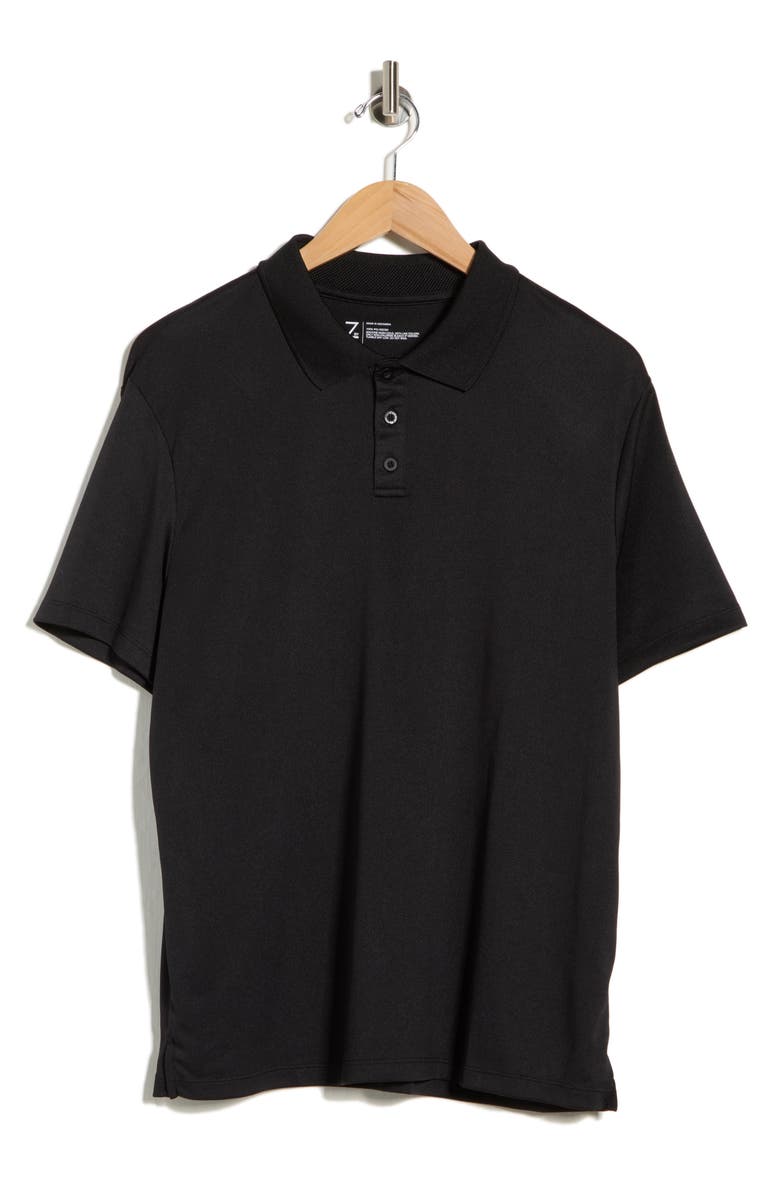 Z by Zella Textured Knit Golf Polo, Main, color, Black