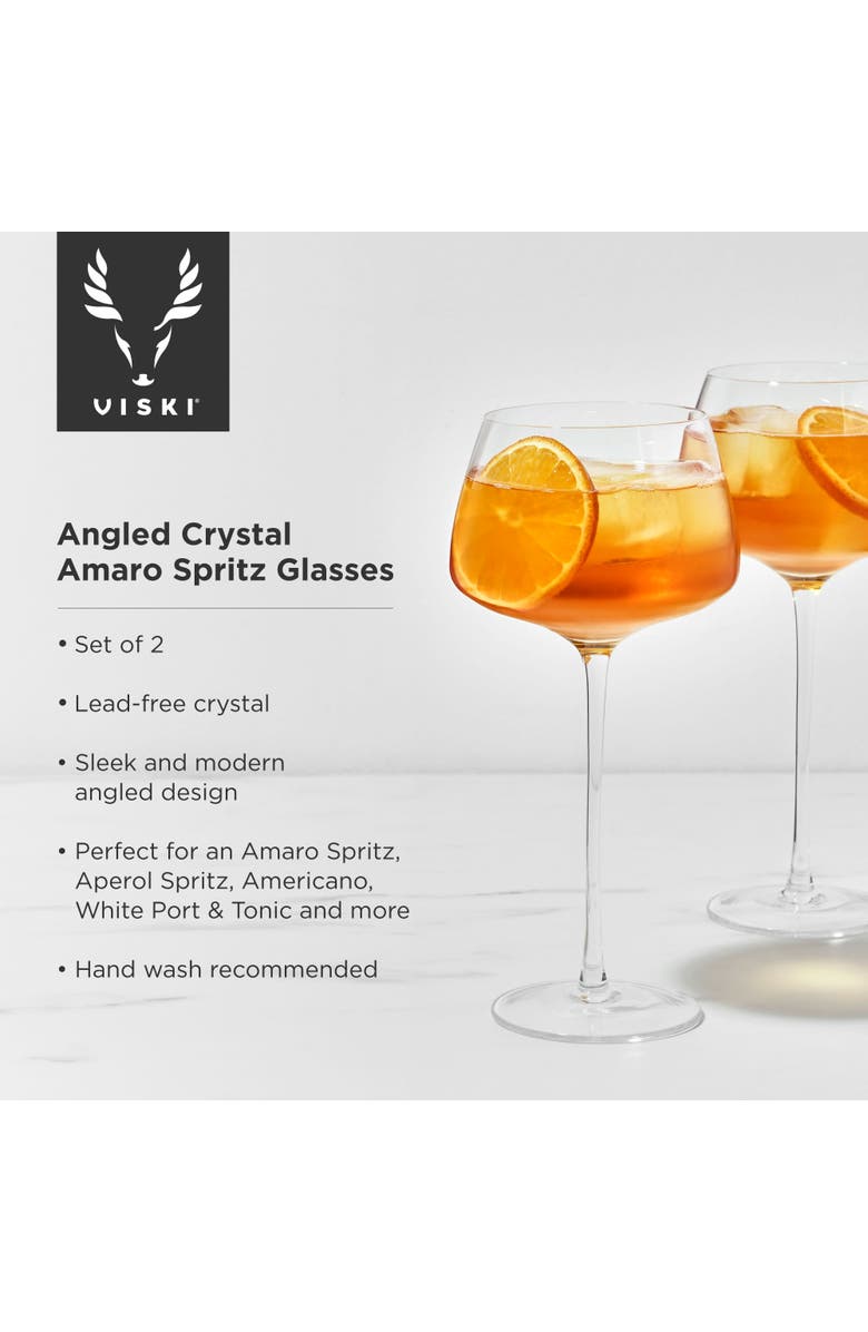 Viski Raye Crystal Angled Amaro Spritz Glasses Set of 2, Alternate, color, Clear
