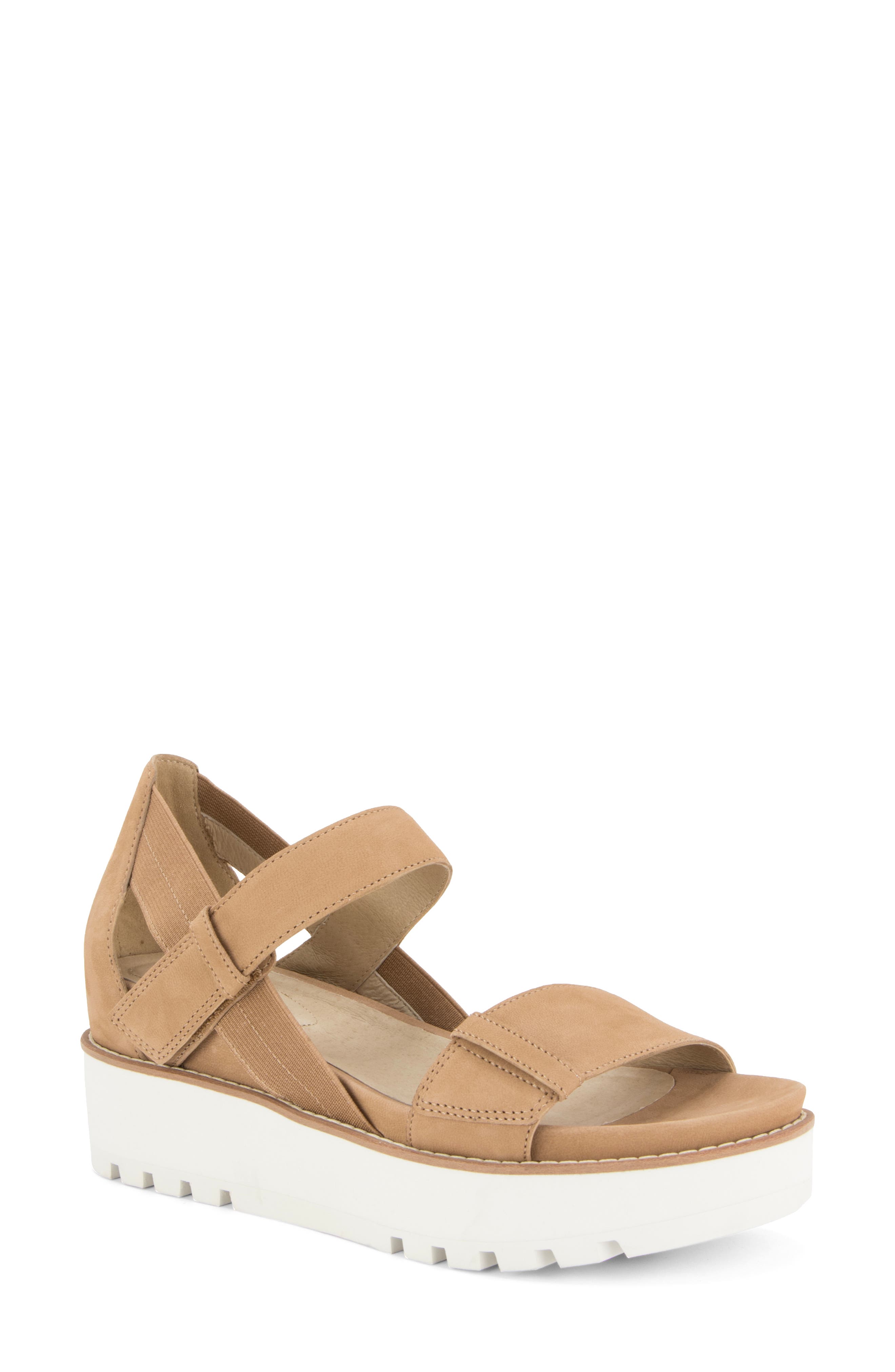 Luck Platform Sandal, Main, color, WHEAT NUBUCK