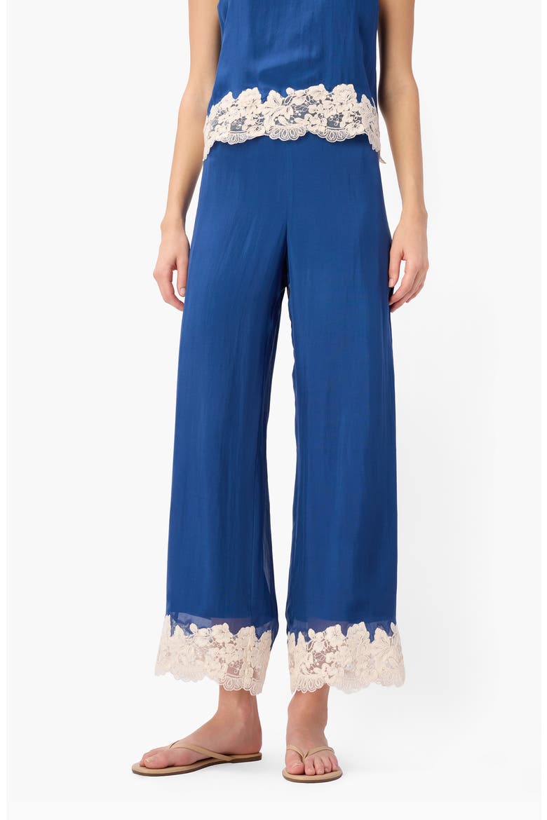 Gilda Lace Trim Silk Ankle Pants, Alternate, color, SAILOR