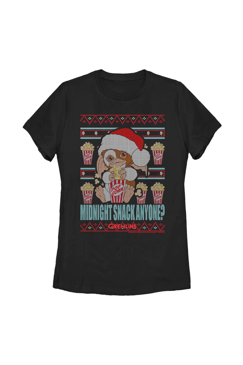 Women's Gremlins Midnight Snack Ugly Christmas Sweater Print  Graphic T-Shirt, Main, color, Black