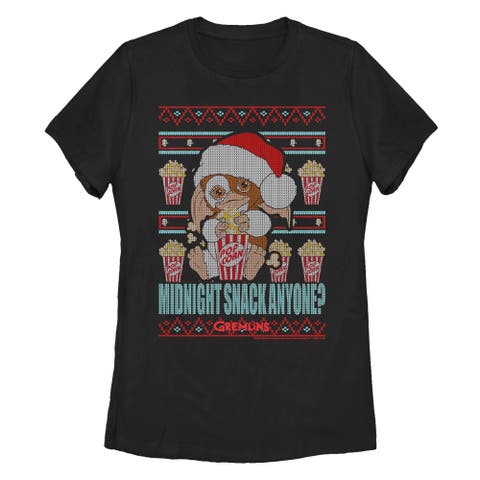Women's Gremlins Midnight Snack Ugly Christmas Sweater Print  Graphic T-Shirt