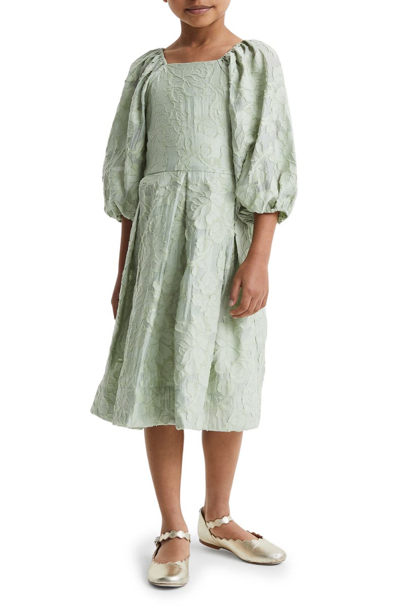Reiss Kids' Thea Jr. Floral Jacquard Dress, Alternate, color,