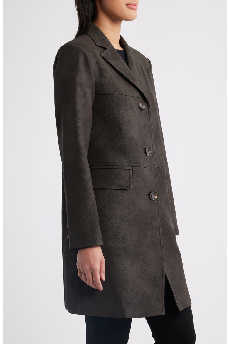 Faux Leather Coat, Alternate, color, DARK BROWN