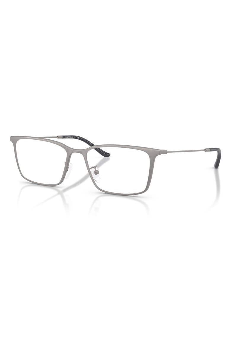 Emporio Armani 55mm Pillow Optical Glasses, Alternate, color, Matte Gunmetal / Demo Lens