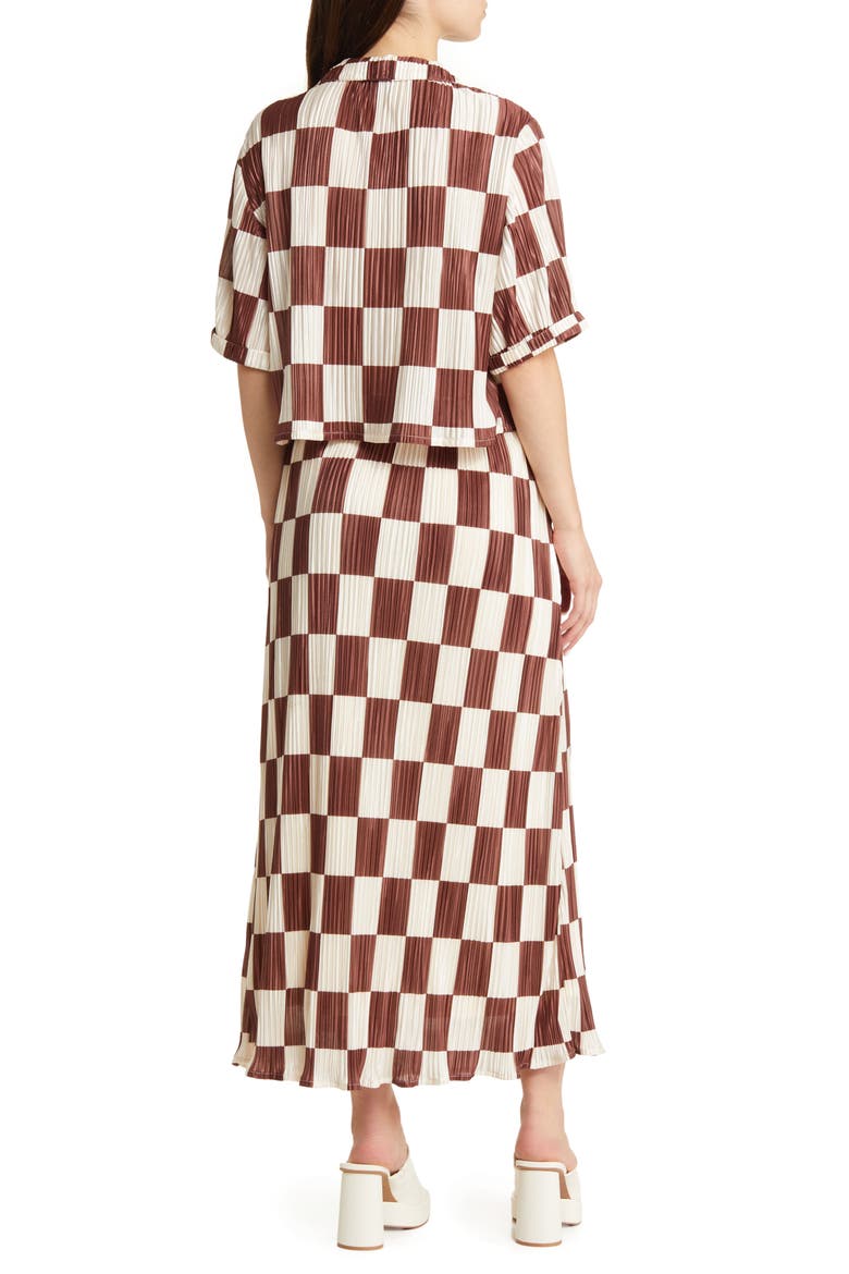 Est La Vie Plissé Top & Skirt Set, Alternate, color, MOCHA LATTE