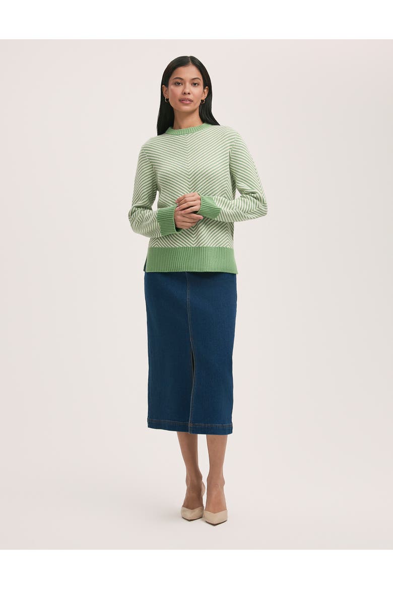 Stella Cotton Crew Neck Sweater, Alternate, color, Green Chevron