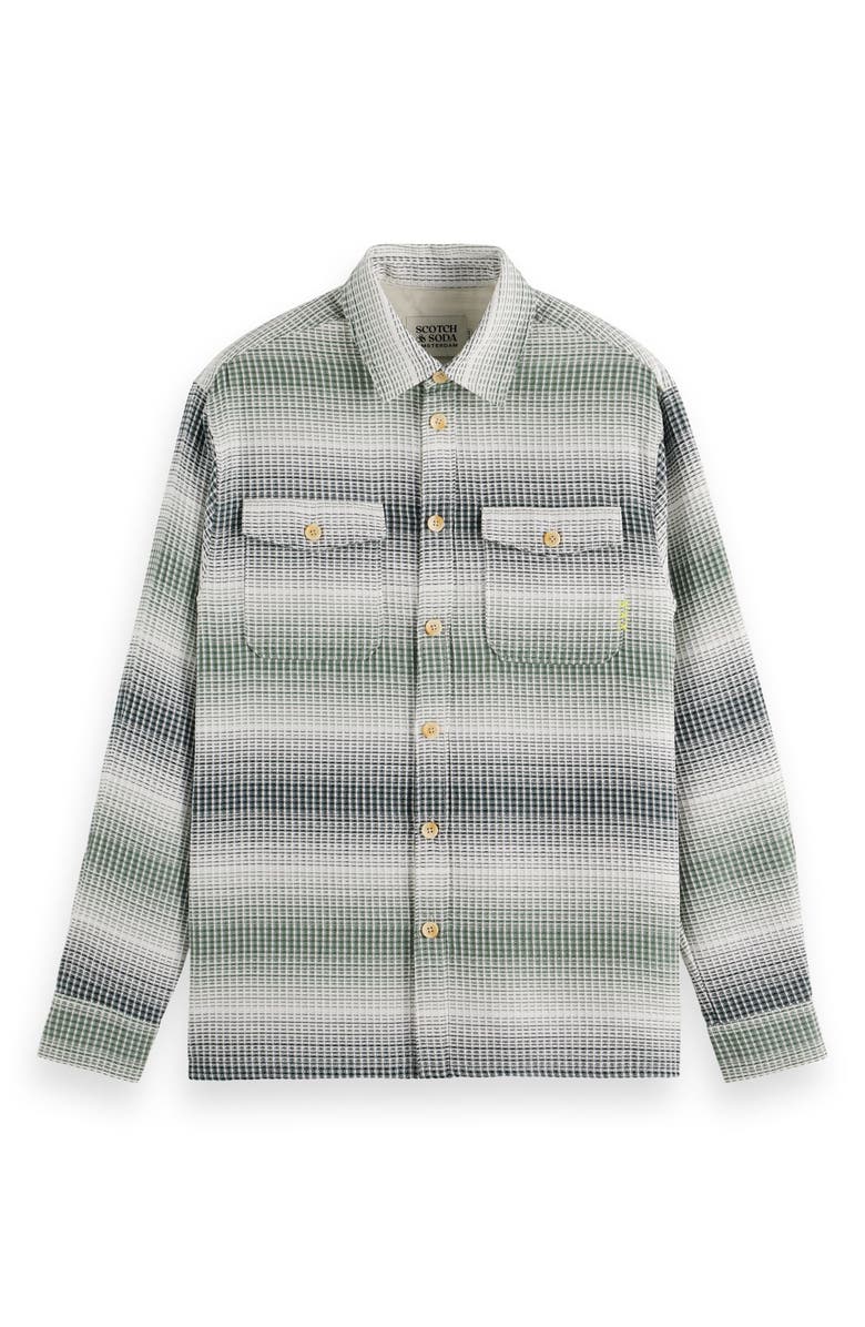 Scotch & Soda Relaxed Fit Ombré Stripe Cotton Waffle Texture Button-Up Shirt, Alternate, color,