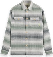 Scotch & Soda Relaxed Fit Ombré Stripe Cotton Waffle Texture Button-Up Shirt