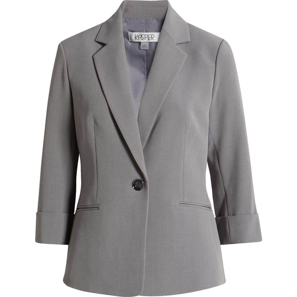 Kasper Crepe One-button Jacket In Granite