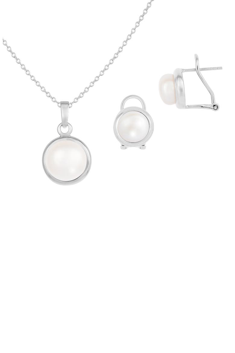 Two Piece Silver Pearl Set, Main, color, WHITE