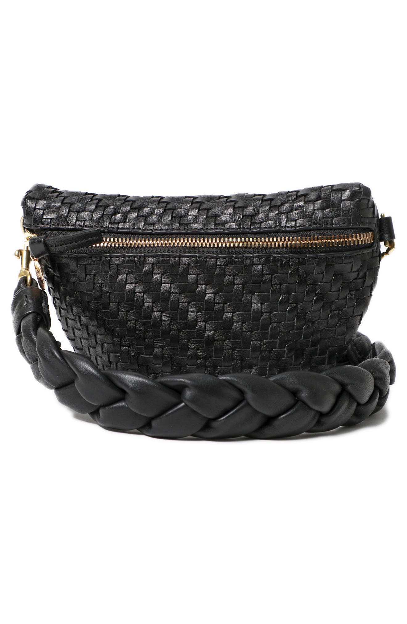 Clare V. Petite Woven Leather Belt Bag, Alternate, color, 