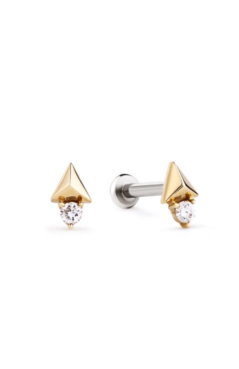 Solid Yellow Gold - Diamond Pyramid Flatback Studs