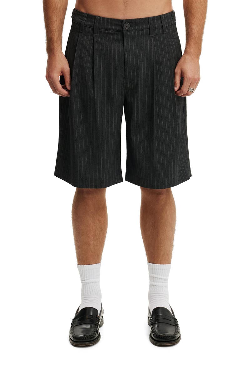 Men's Super Baggy Pleated Short, Main, color, Dark Charcoal Pinstripe