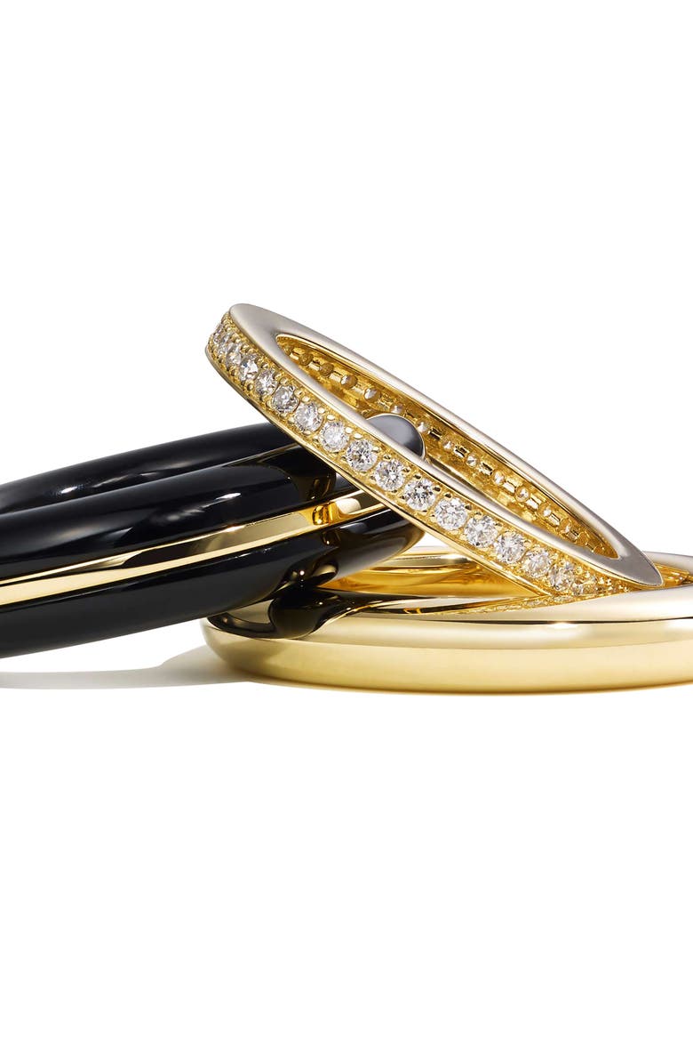 BY PARIAH Set of 3 Stack Rings, Alternate, color, Black/ Yellow Gold