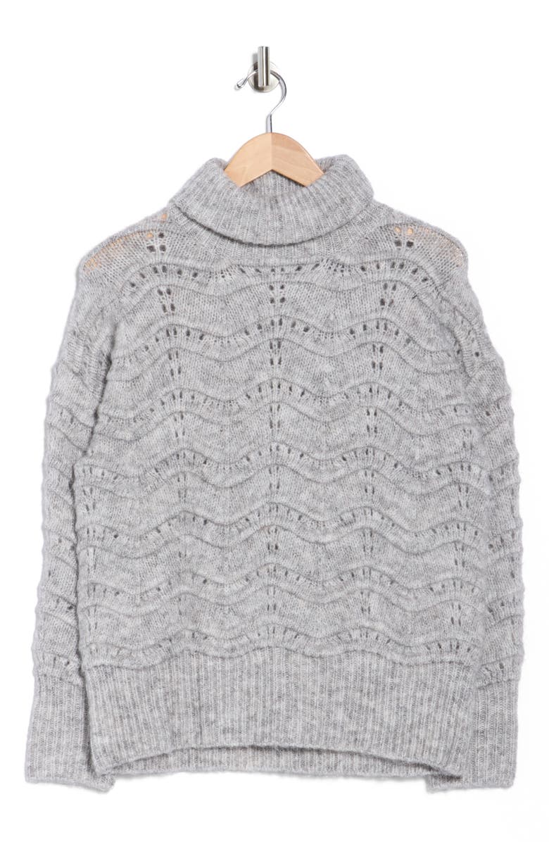 Love Token Ziggy Wavy Cable Knit Turtleneck Sweater, Alternate, color, Grey