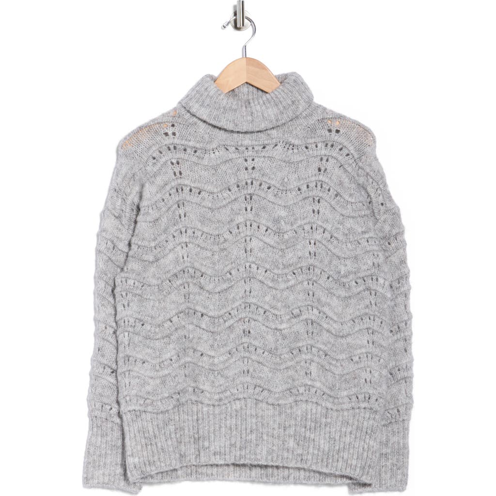 Love Token Ziggy Wavy Cable Knit Turtleneck Sweater In Gray