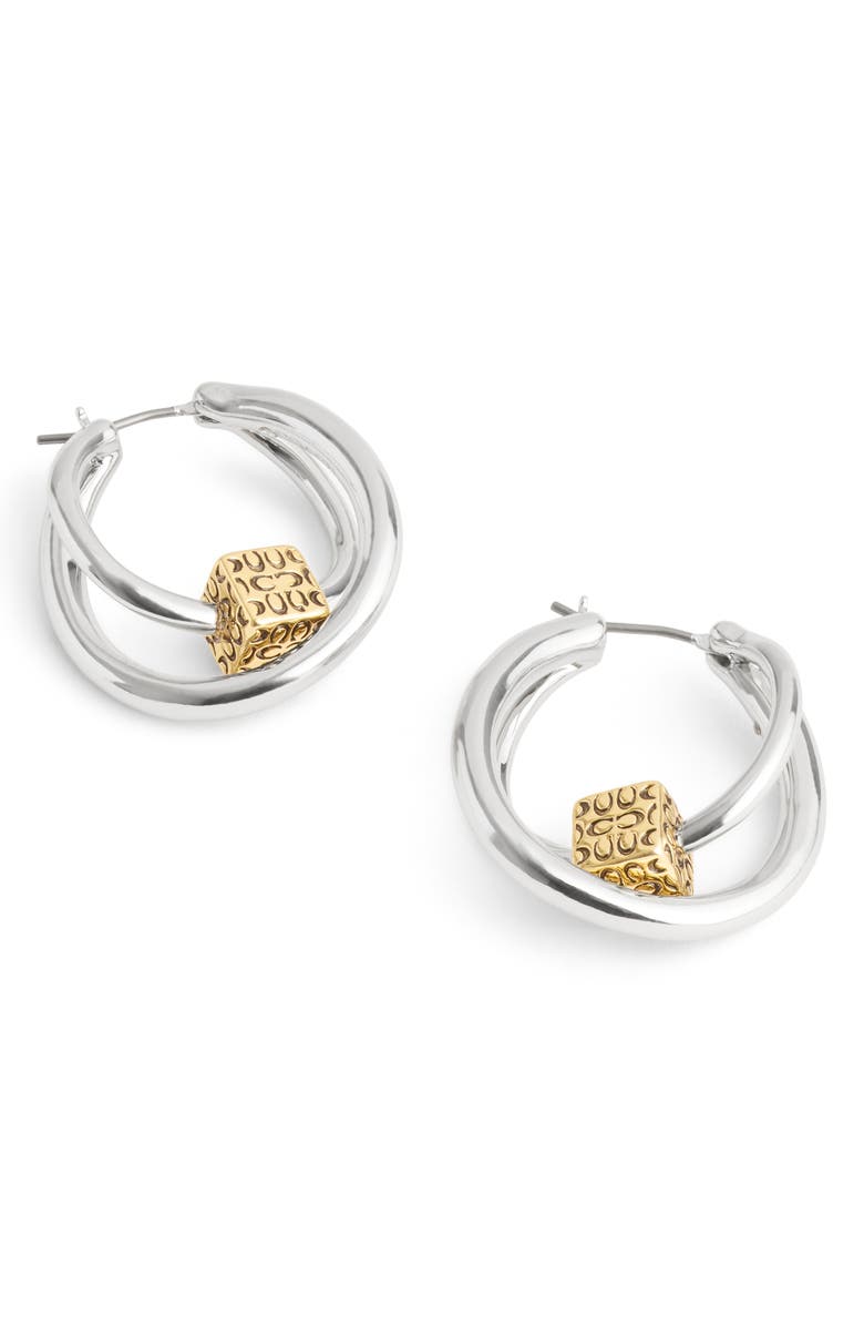 COACH C Cube Double Hoop Earrings, Alternate, color, 