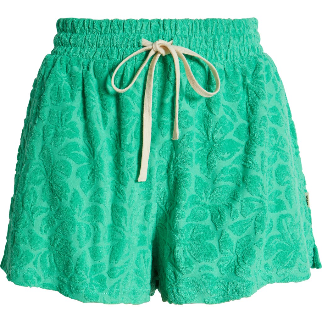 Rip Curl Las Dalias Floral Jacquard Terry Shorts In Light Green