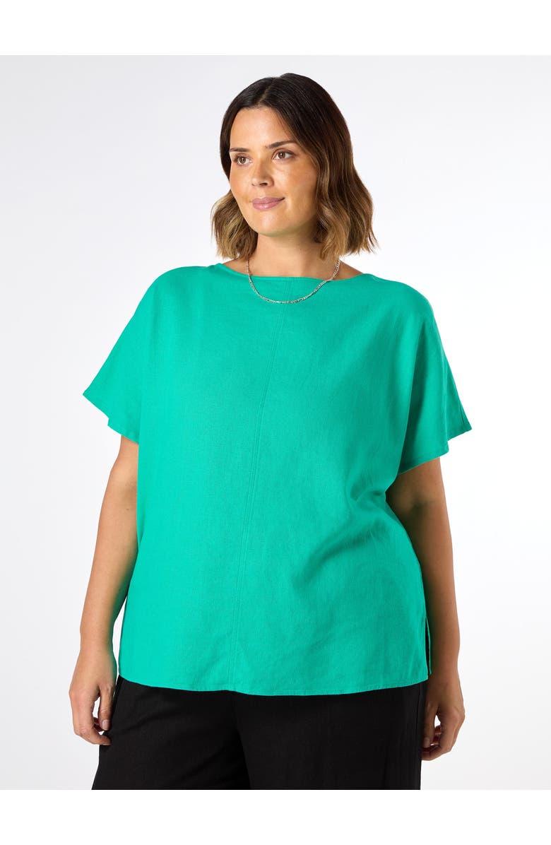 Live Unlimited Linen Seamed Detail Top, Main, color, Green