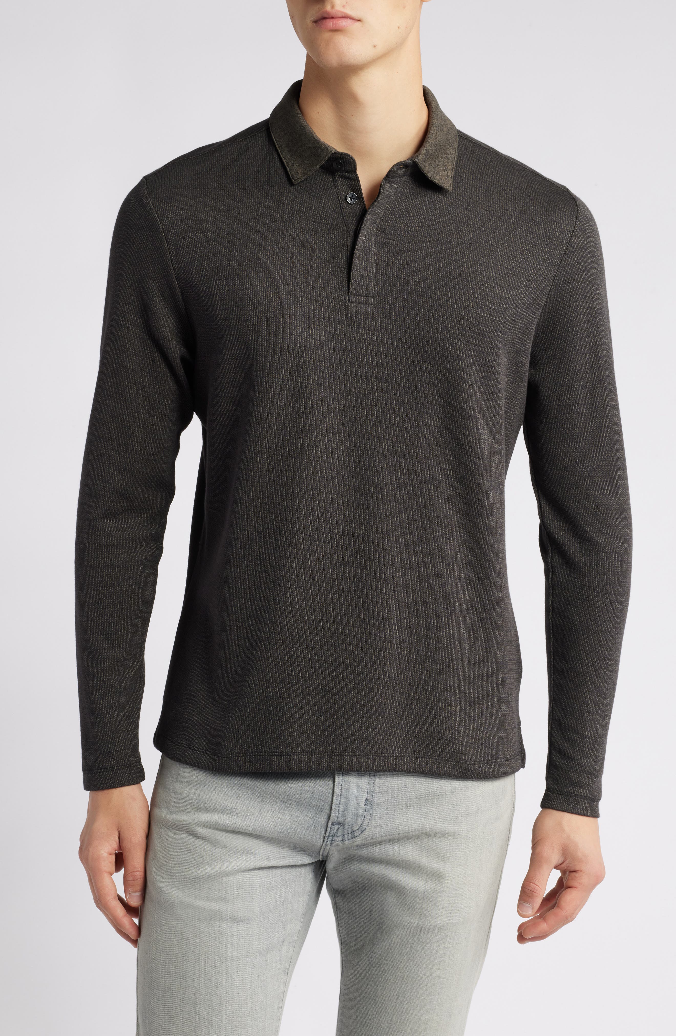 Robert Barakett Gosford Long Sleeve Cotton Blend Polo