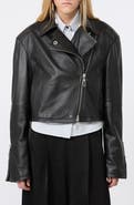 SPORTMAX Vicario Fringe Lambskin Leather Crop Jacket