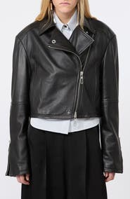 SPORTMAX Vicario Fringe Lambskin Leather Crop Jacket