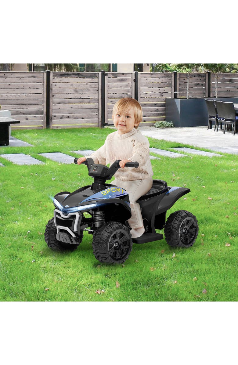 Qaba 6V Kids ATV Quad with Rechargeable Battery, Forward & Reverse, Alternate, color, Black
