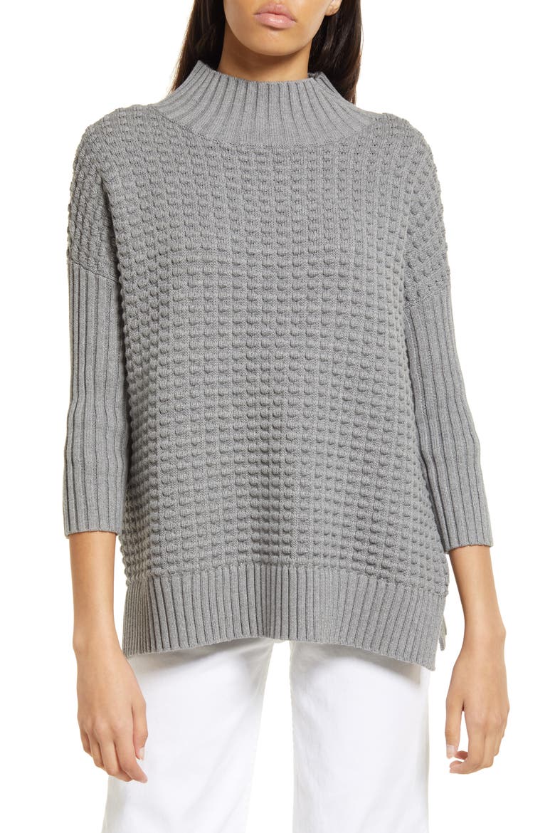 Mozart Popcorn Cotton Sweater, Main, color, GREY MELANGE