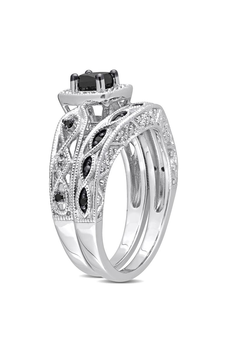 DELMAR Black & White Diamond Wedding Band & Engagement Ring Set, Alternate, color, 