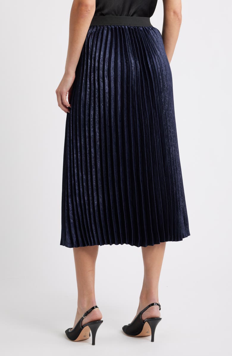 Caslon<sup>®</sup> Pleated Metallic Midi Skirt, Alternate, color, Navy Still Metallic