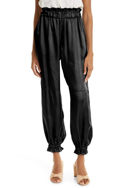 Pasha Paperbag Waist Satin Joggers