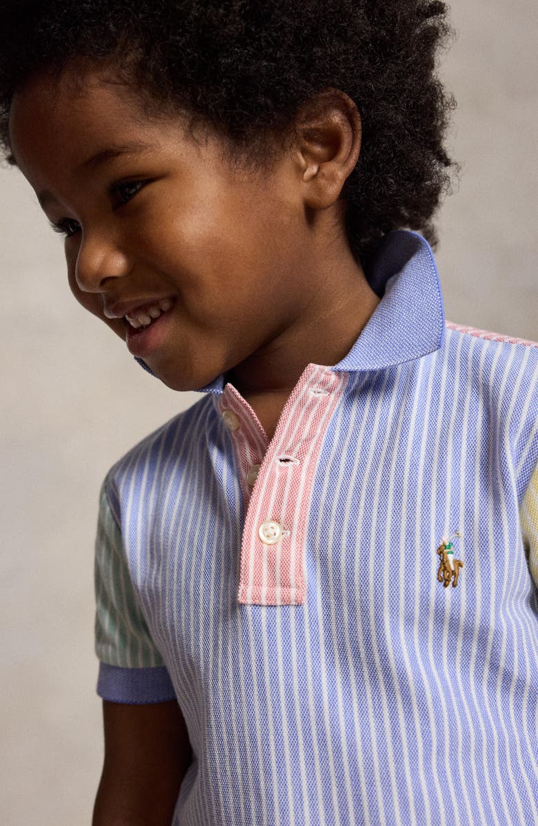 Polo Ralph Lauren Kids' Mismatched Stripe Cotton Piqué Polo, Alternate, color, Harbor Island Blue Multi