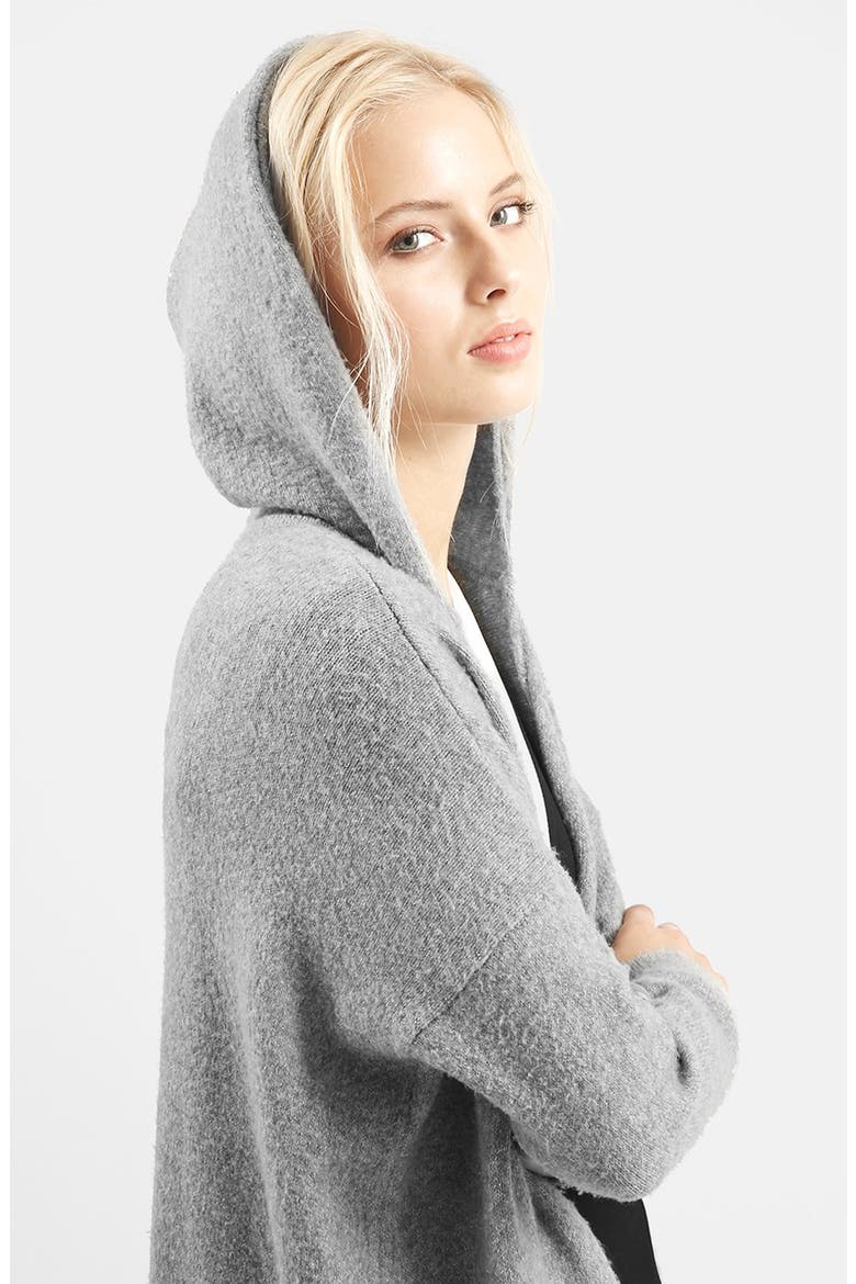 Open Front Hooded Cardigan, Alternate, color, GREY