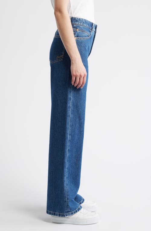 Hugo Boss Boss Orange Marlene High Waist Wide Leg Jeans In Blue
