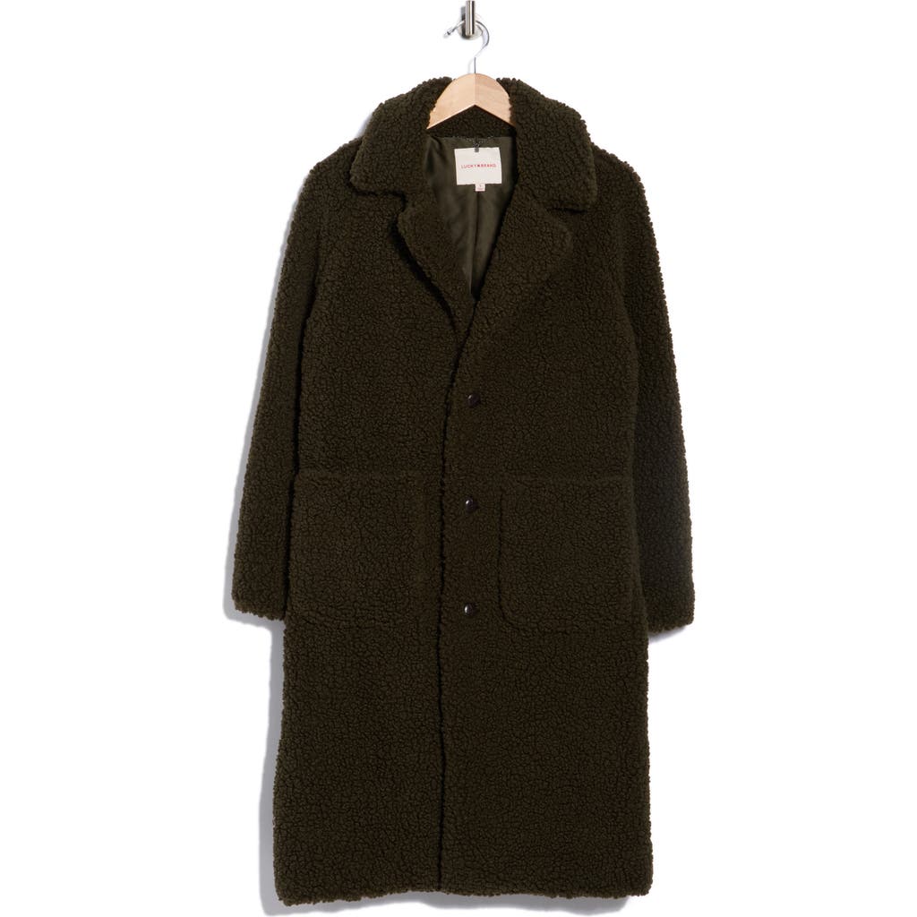 Lucky Brand Missy Teddy Coat In Green