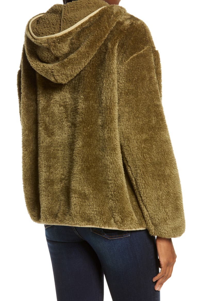 Kadence Faux Fur Zip Hoodie, Alternate, color, WILD OLIVE