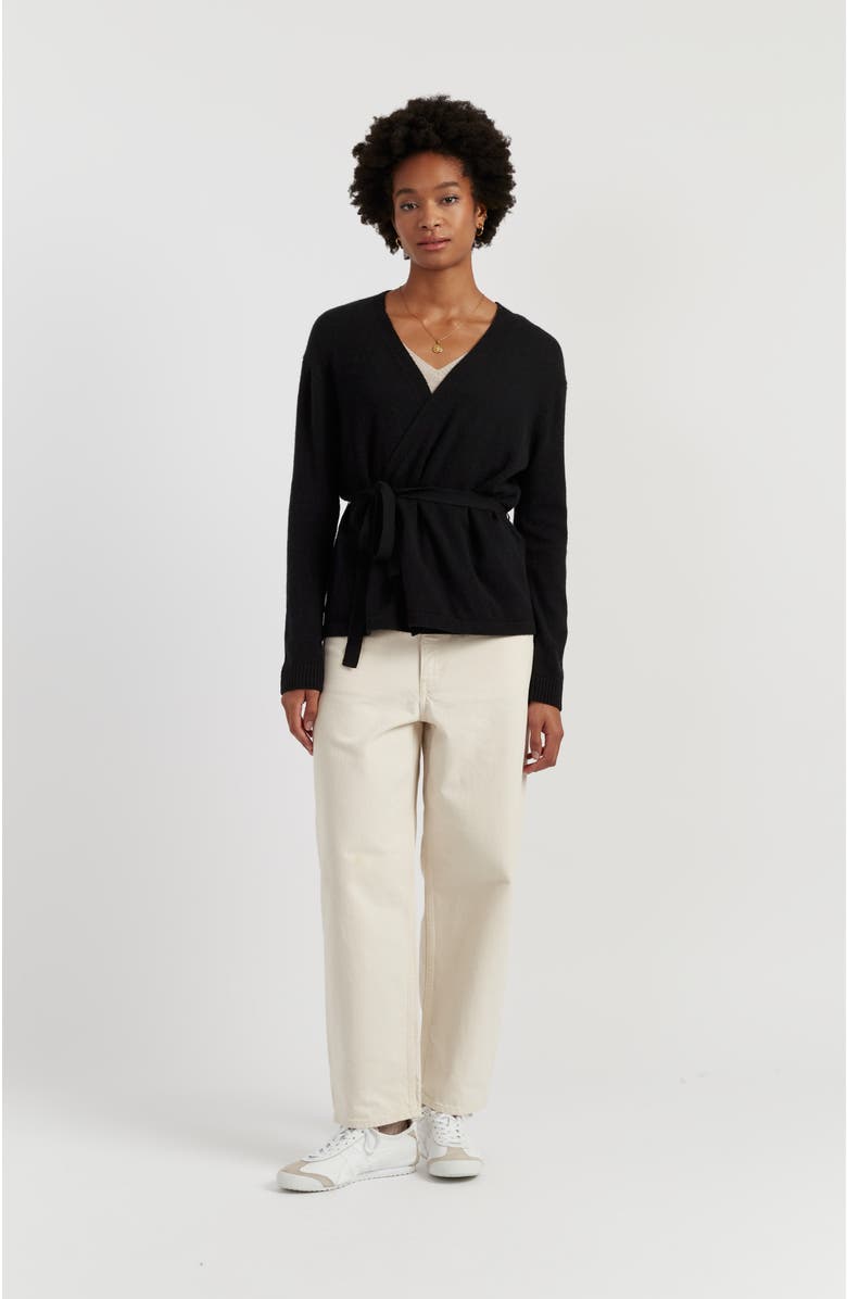Chinti & Parker Lightweight Wool-Cashmere Wrap Cardigan, Alternate, color, Black