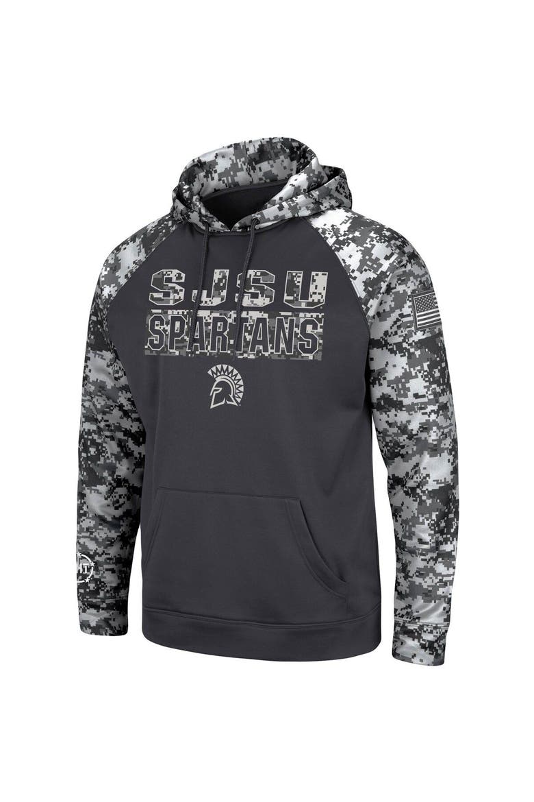 Men's Colosseum Charcoal San Jose State Spartans OHT Military Appreciation Digital Camo Pullover Hoodie, Alternate, color, Charcoal