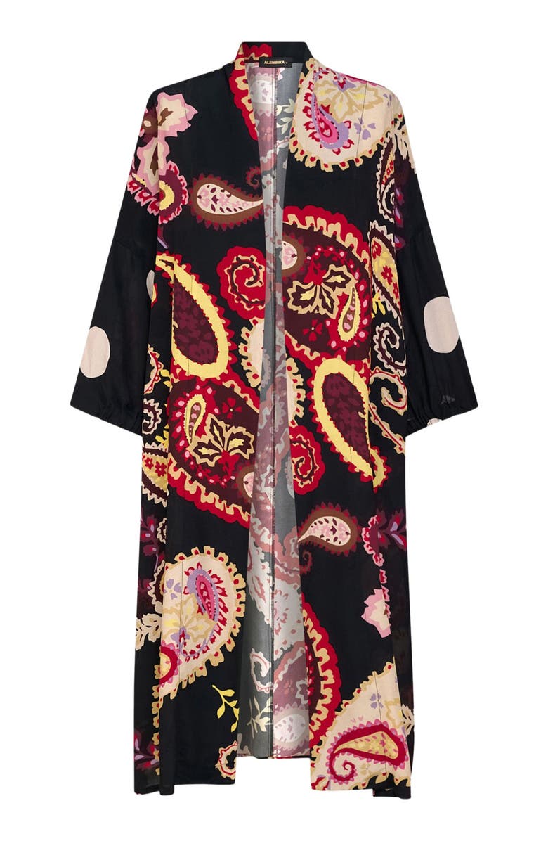 Alembika Fiesta print kimono inspired long light jacket, Alternate, color,