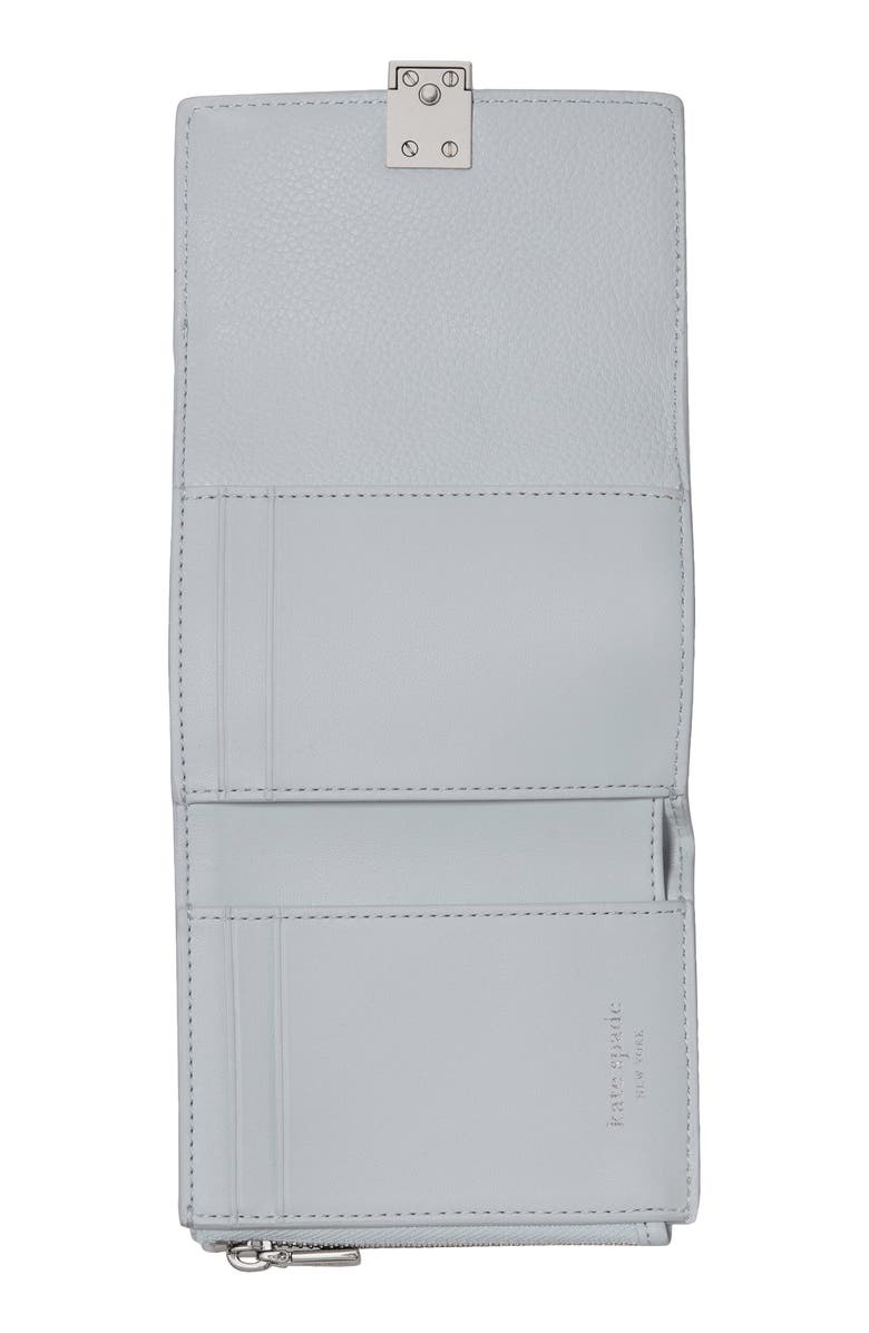Kate Spade New York deco small pebbled leather flat wallet, Alternate, color, Pale Sapphirine