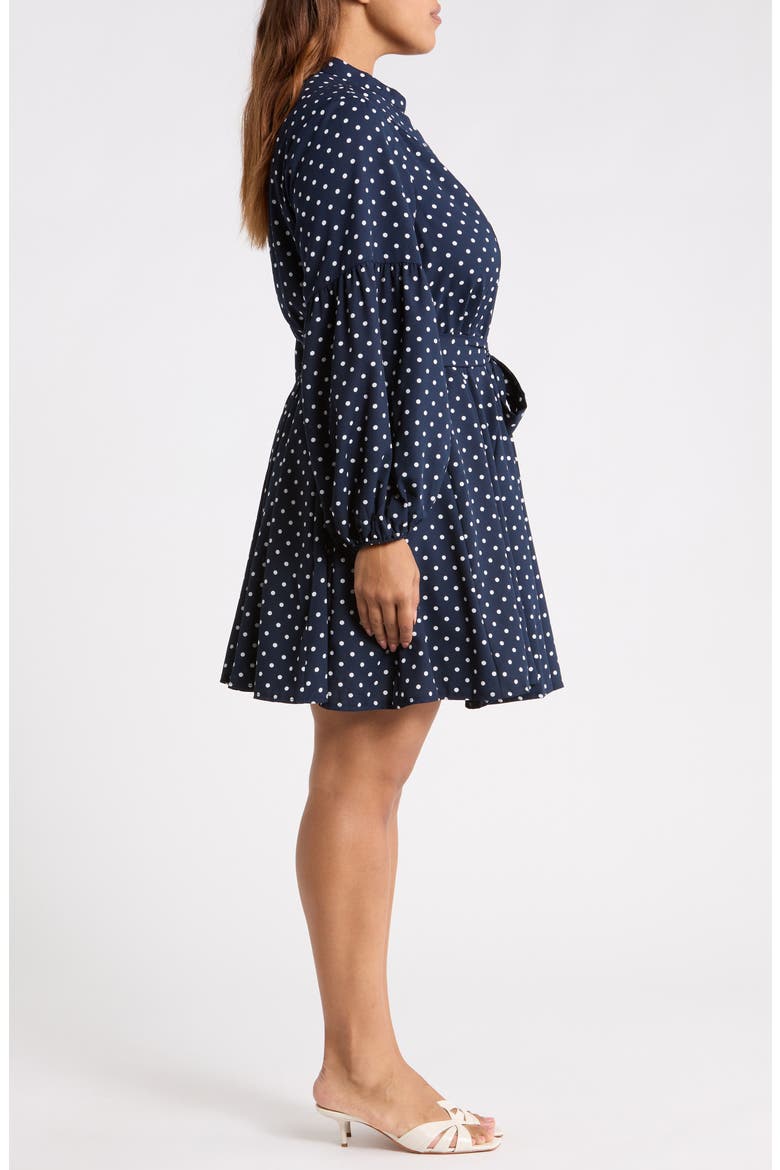 Polka Dot Button Down Minidress, Alternate, color, NAVY-CREAM