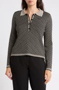 MAX STUDIO Geometric Polo Sweater