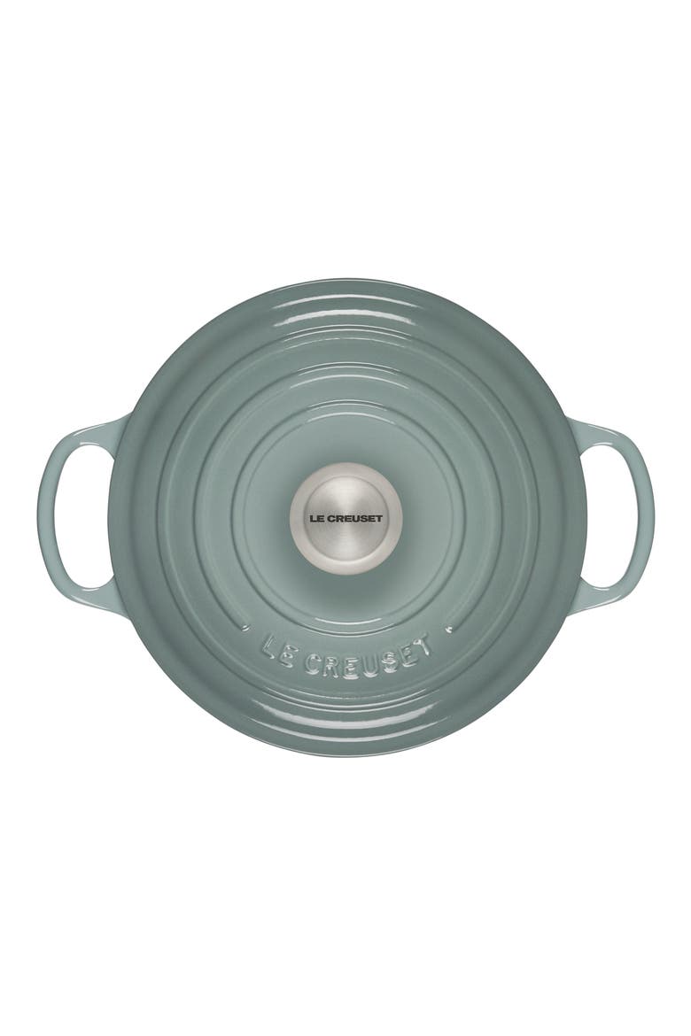 Signature 4.5-Quart Round Enamel Cast Iron Dutch Oven, Alternate, color, SEA SALT