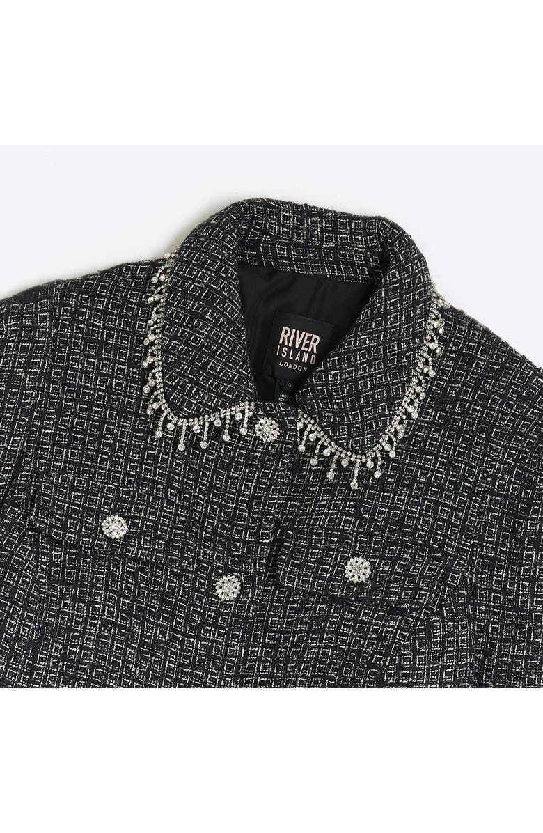 River Island Diamante Bouclé Jacket, Alternate, color, 