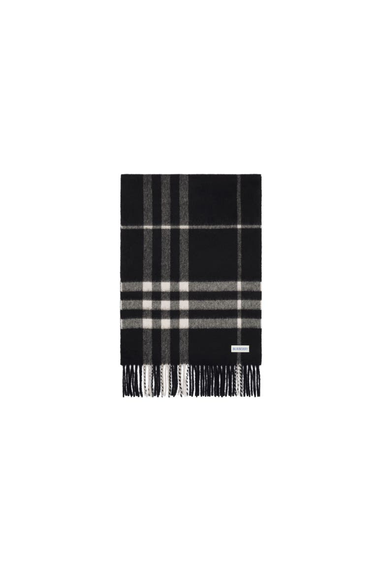 Embellished Check Cashmere Scarf, Alternate, color, Black/calico beige